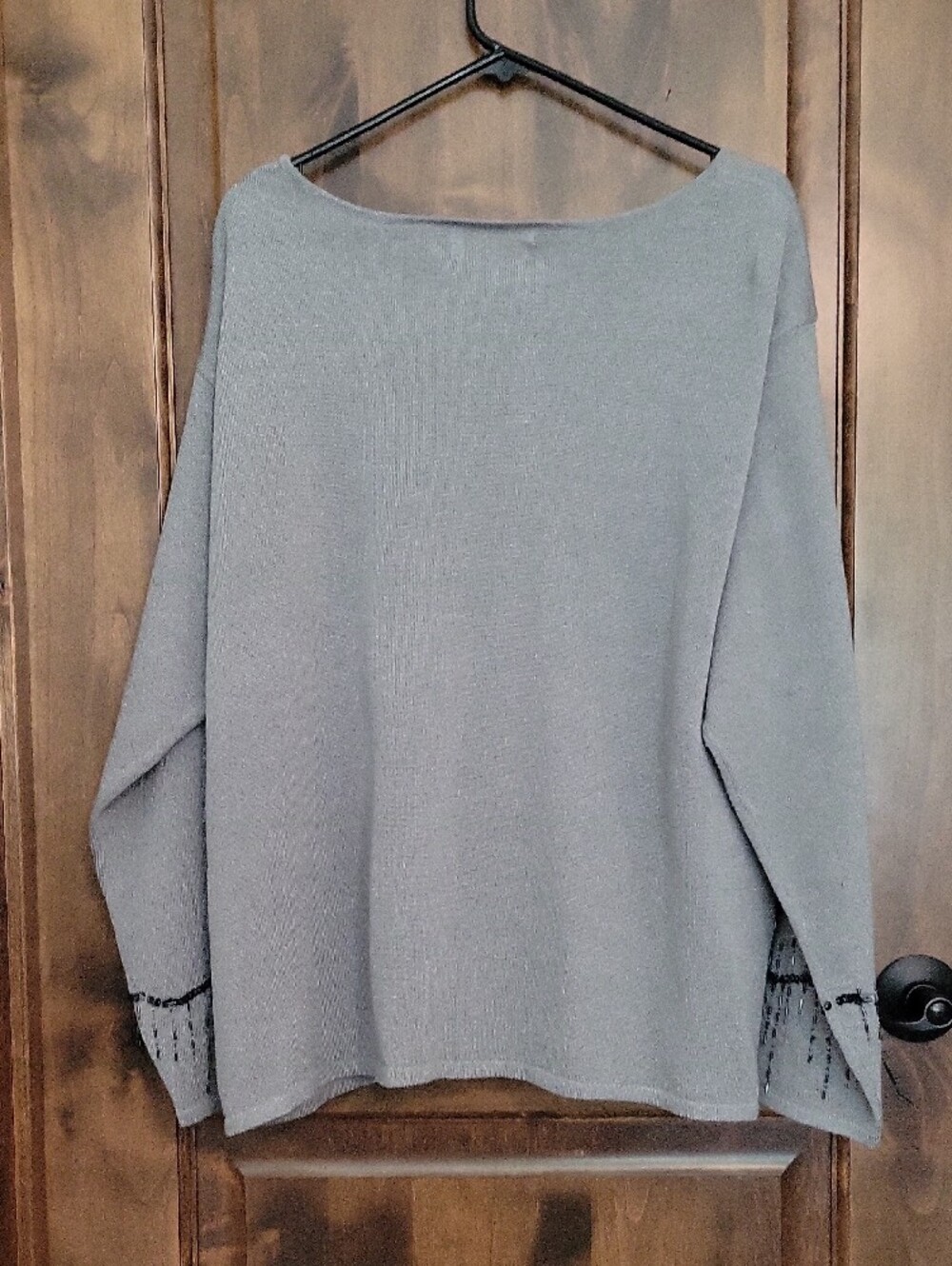 Liz Claiborne Gray Beaded Hem Long Sleeve Top 3X. - Picture 3 of 4